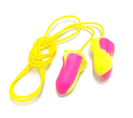 Fluorescent Dual Colour PU Foam Corded Disposable Earplugs