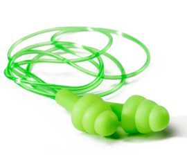 Green Corded Re-usable Earplugs