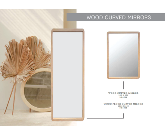 Curved Wooden Mirror