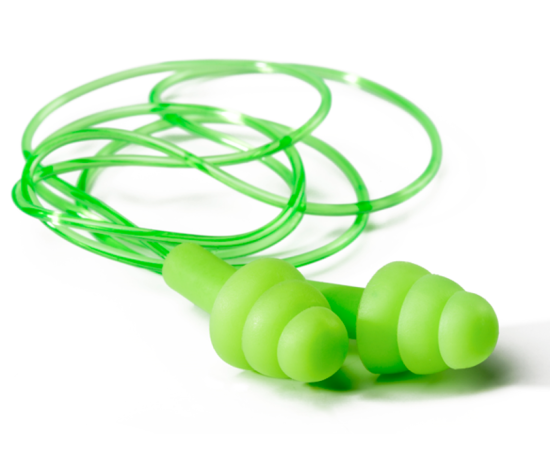 Green Corded Re-usable Earplugs