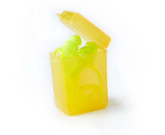 Green Corded Re-usable Earplugs with Container