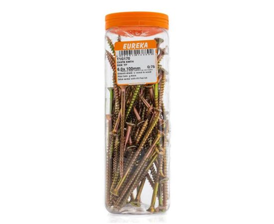 Chipboard Screws Smooth Shank Yellow Passivated 6.0 x 100mm Q: 75
